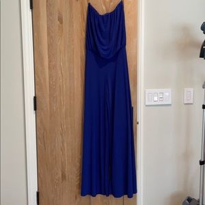 Blue stretchy tube top romper